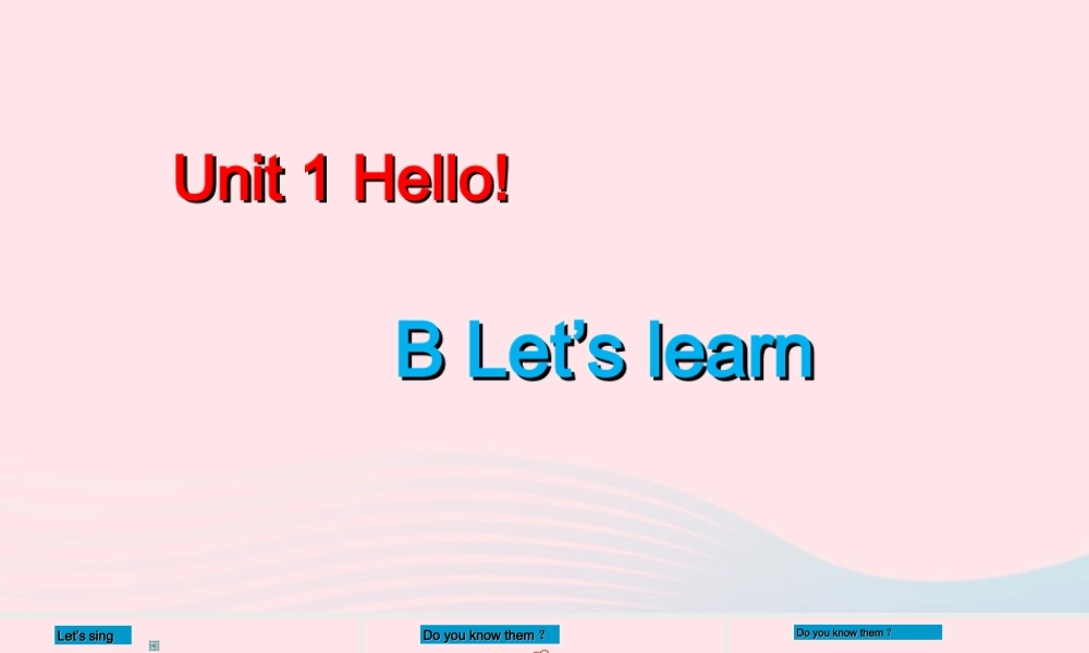 2019秋三年级英语上册 Unit 1 Hello B Let's learn教学课件+素材 人教PEP版