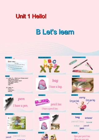 2019秋三年级英语上册 Unit 1 Hello B Let's learn教学课件+素材 人教PEP版