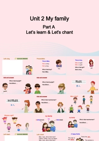 2020春三年级英语下册 Unit 2 My family A Let's learn Let's chant课件+素材 人教PEP版
