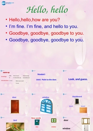 2014秋三年级英语上册 Module 3 Unit 1 Point to the door课件1 外研版（一起）