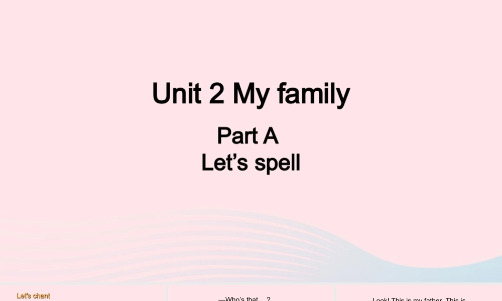 2020春三年级英语下册 Unit 2 My family A Let's spell课件+素材 人教PEP版