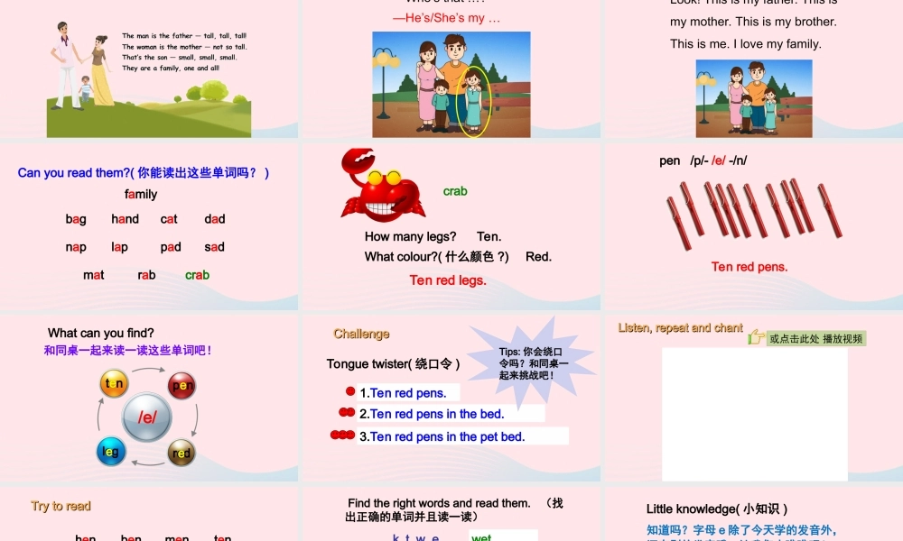 2020春三年级英语下册 Unit 2 My family A Let's spell课件+素材 人教PEP版