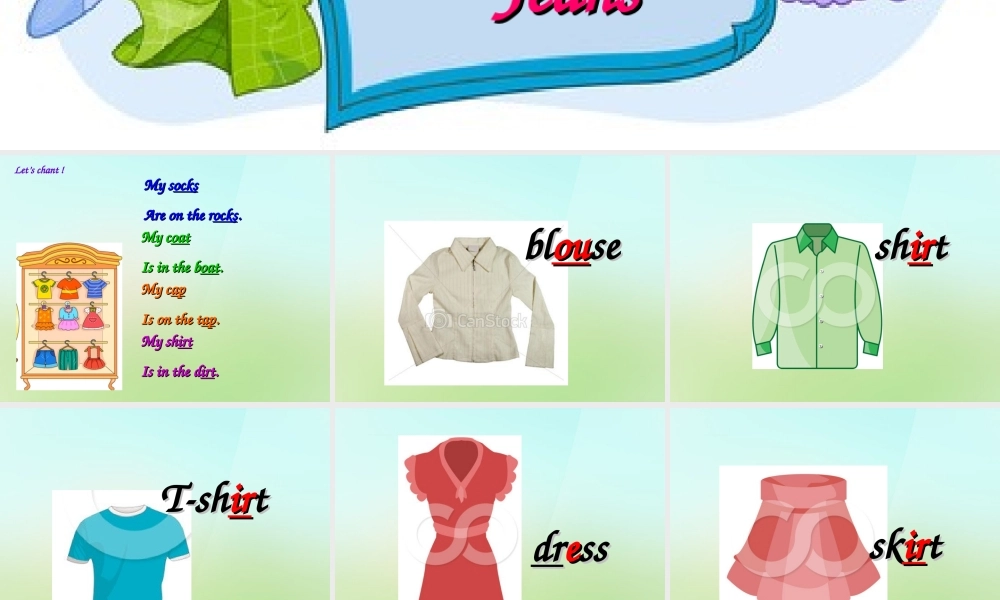 四年级英语上册《Module 1 Unit 1 Blouses and Jeans》课件1 广州版广州版小学四年级上册英语课件