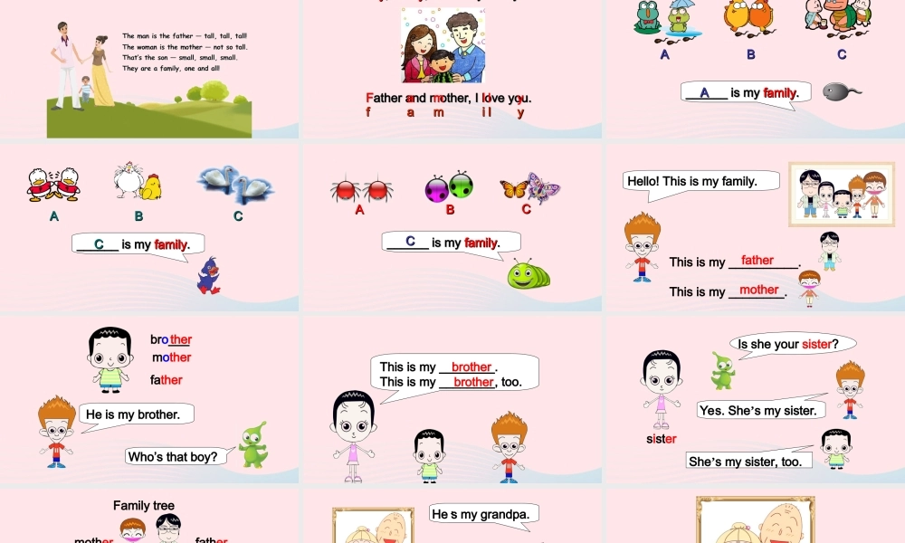 2020春三年级英语下册 Unit 2 My family B Let's learn Let's chant课件+素材 人教PEP版