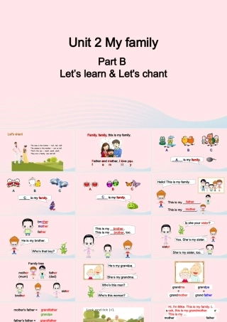 2020春三年级英语下册 Unit 2 My family B Let's learn Let's chant课件+素材 人教PEP版