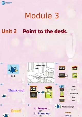 2014秋三年级英语上册 Module 3 Unit 2 Point to the desk课件4 外研版（一起）