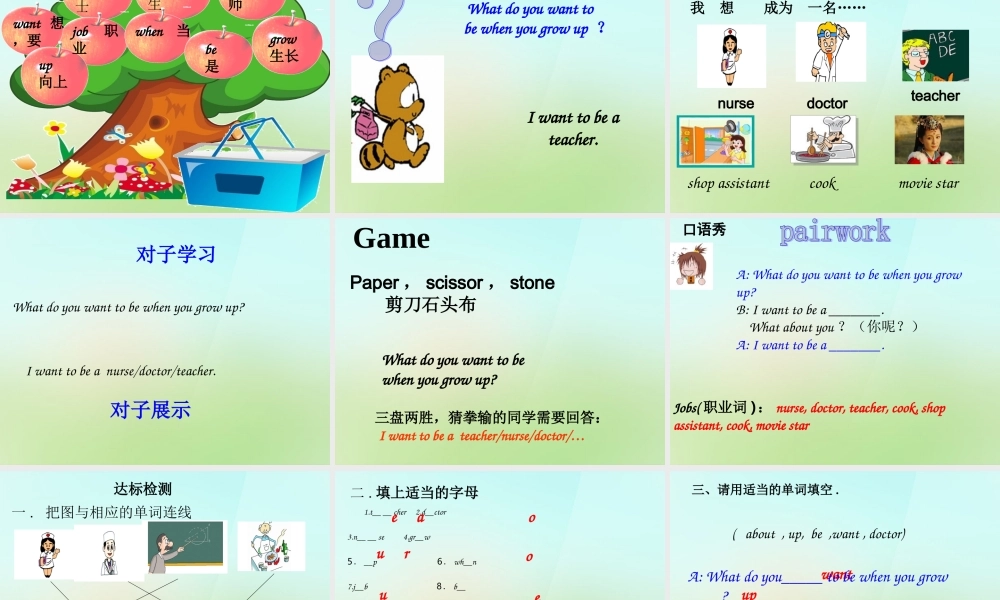 四年级英语上册《Module 3 Unit 7 Our Future Jobs》课件1 广州版广州版小学四年级上册英语课件