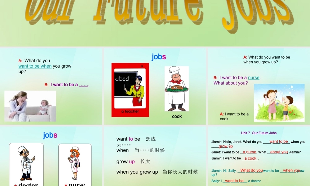 四年级英语上册《Module 3 Unit 7 Our Future Jobs》课件2 广州版广州版小学四年级上册英语课件