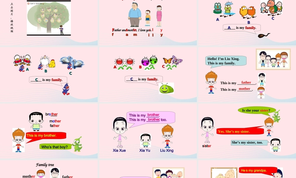 2020春三年级英语下册 Unit 2 My family Part B Let's learn课件+素材 人教PEP版