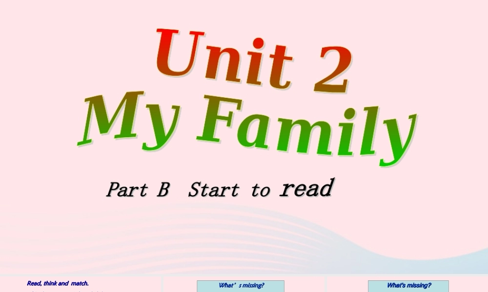 2020春三年级英语下册 Unit 2 My family Part B Start to read课件+素材 人教PEP版