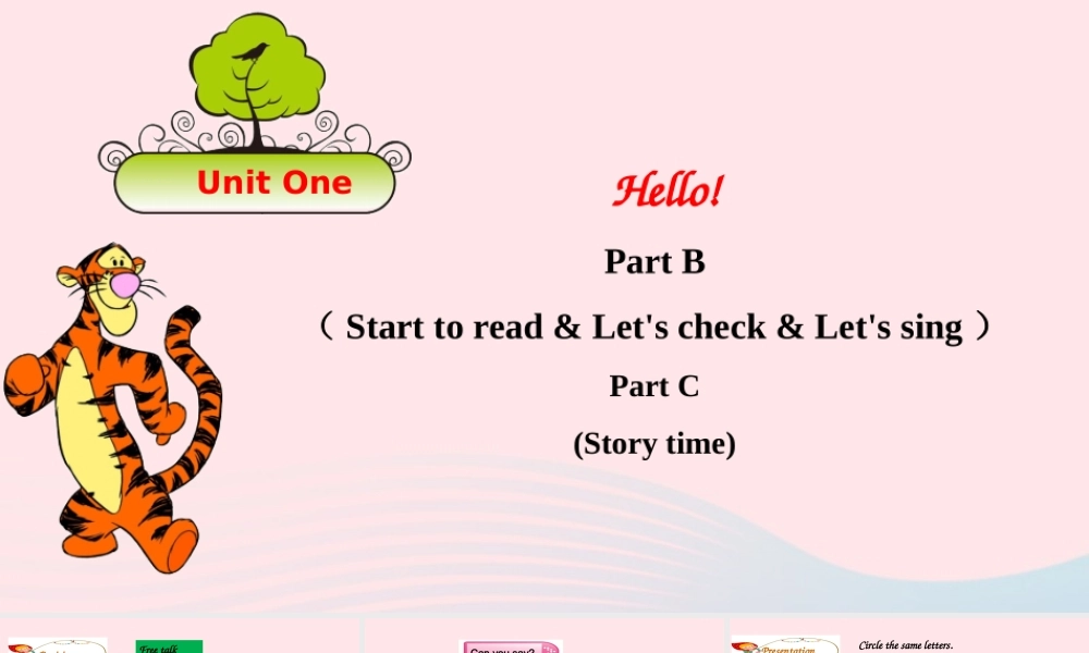 2019秋三年级英语上册 Unit 1 Hello Part B Start to read Let's check Let's sing Part C Story time教学课件+素材