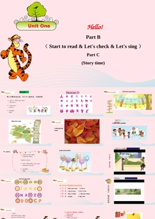 2019秋三年级英语上册 Unit 1 Hello Part B Start to read Let's check Let's sing Part C Story time教学课件+素材