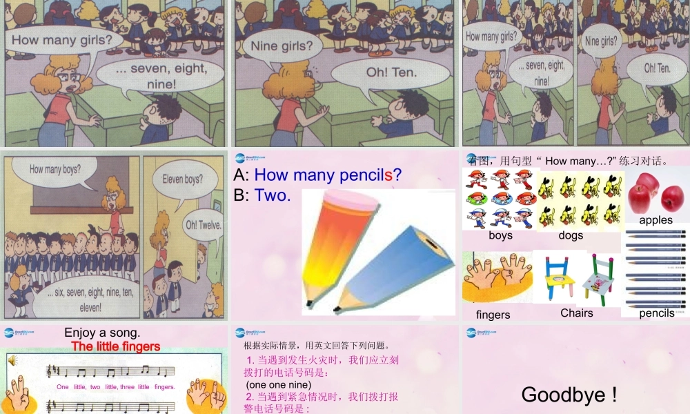 2014秋三年级英语上册 Module 5 Unit 2 Nine girls课件2 外研版（一起）