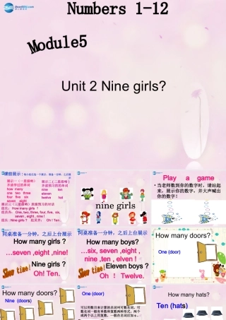 2014秋三年级英语上册 Module 5 Unit 2 Nine girls课件3 外研版（一起）