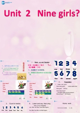 2014秋三年级英语上册 Module 5 Unit 2 Nine girls课件4 外研版（一起）