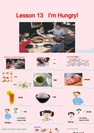 2020春三年级英语下册 Unit 3 Food and Meals Lesson 13 I’m Hungry课件+素材 冀教版（三起）