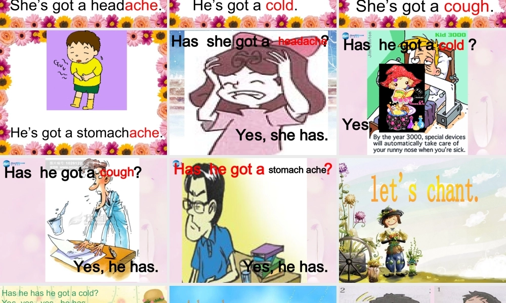 2014秋三年级英语上册 Module 7 Unit 2 She’s got a cold课件2 外研版（一起）