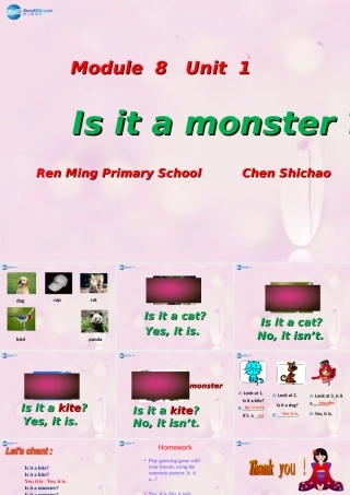 2014秋三年级英语上册 Module 8 Unit 1 Is it a monster课件1 外研版（一起）