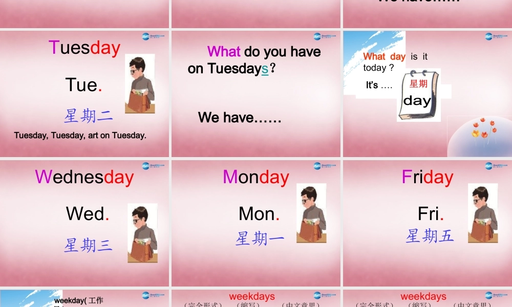 五年级英语上册 Unit2 My week课件2 人教PEP