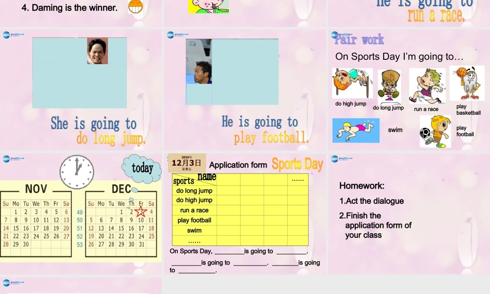2014秋三年级英语上册 Module 9 Unit 1 I’m going to do long jump课件1 外研版（一起）