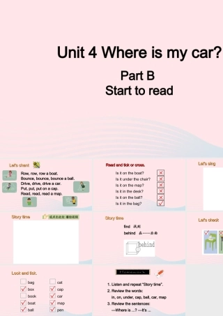 2020春三年级英语下册 Unit 4 Where is my car B Start to read课件+素材 人教PEP版