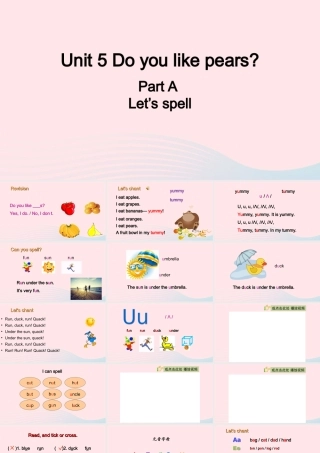 2020春三年级英语下册 Unit 5 Do you like pears A Let's spell课件+素材 人教PEP版
