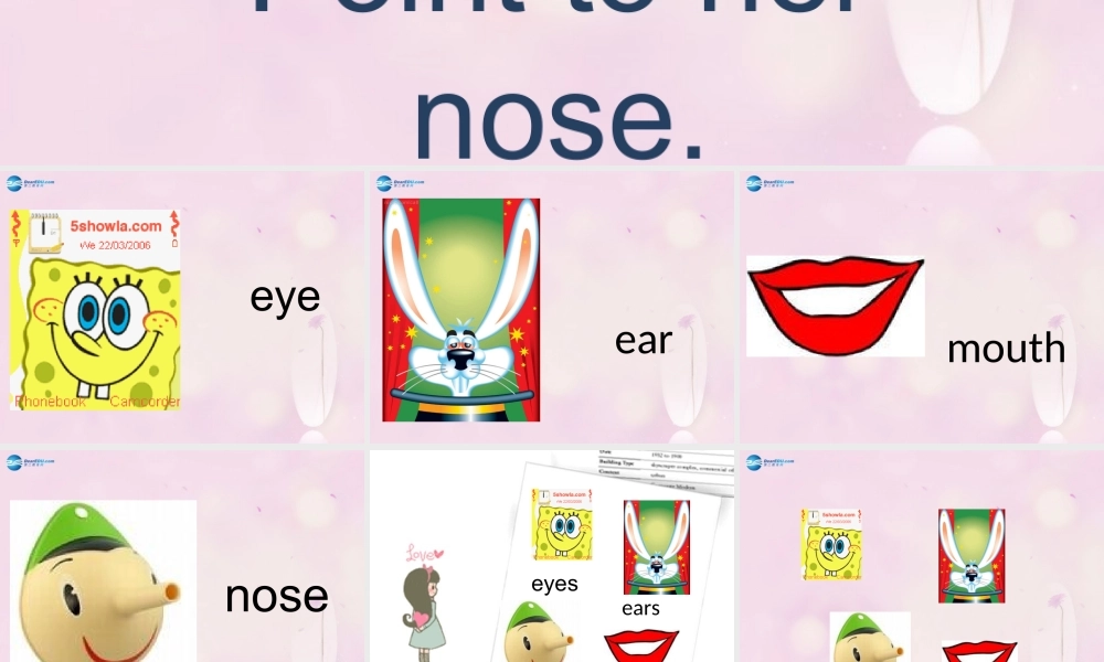 2014秋三年级英语上册 Module 10 Unit 2 Point to her nose课件1 外研版（一起）