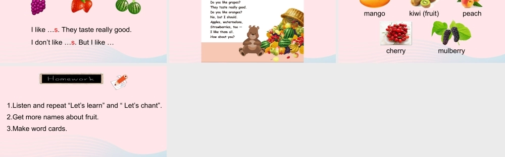 2020春三年级英语下册 Unit 5 Do you like pears B Let's learn Let's chant课件+素材 人教PEP版