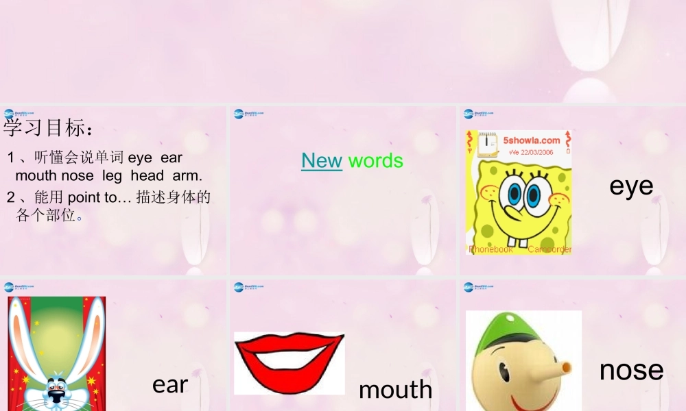 2014秋三年级英语上册 Module 10 Unit 2 Point to her nose课件2 外研版（一起）