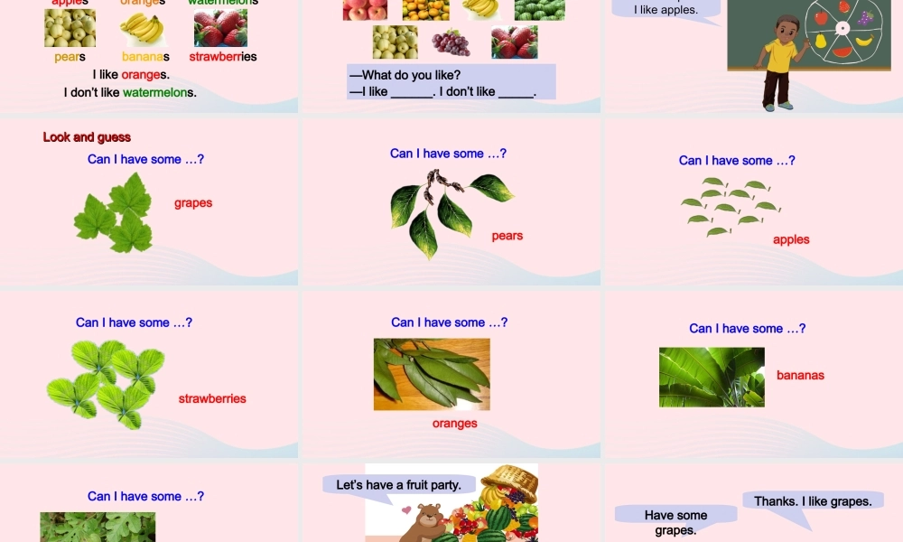 2020春三年级英语下册 Unit 5 Do you like pears B Let's talk Let's play课件+素材 人教PEP版