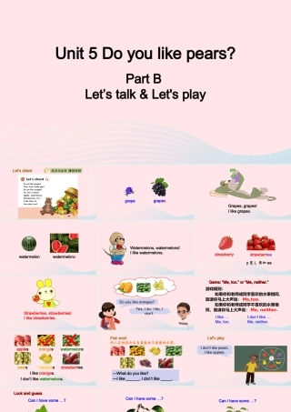 2020春三年级英语下册 Unit 5 Do you like pears B Let's talk Let's play课件+素材 人教PEP版