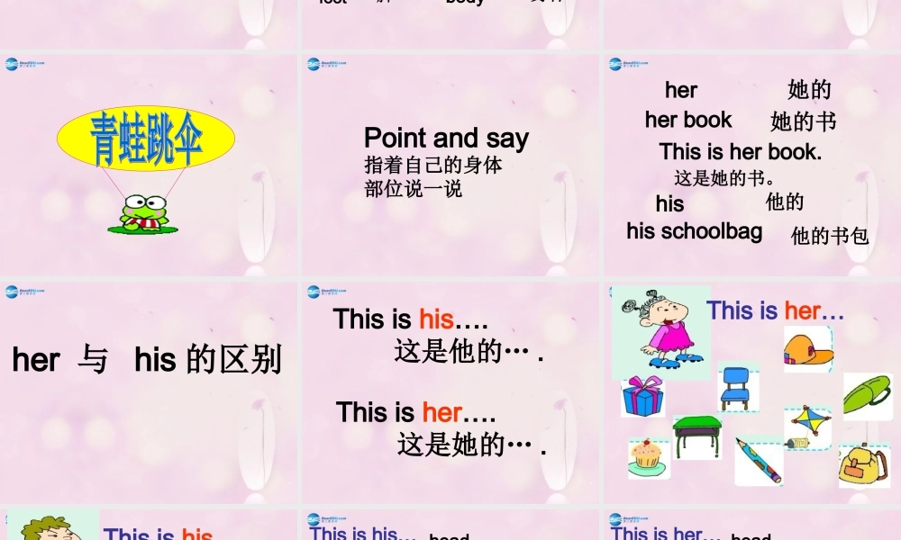 2014秋三年级英语上册 Module 10 Unit 2 Point to her nose课件3 外研版（一起）