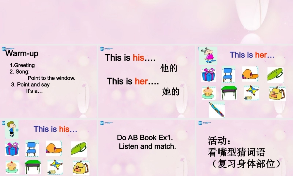 2014秋三年级英语上册 Module 10 Unit 2 Point to her nose课件4 外研版（一起）