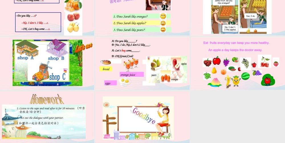 2020春三年级英语下册 Unit 5 Do you like pears Part A Let's talk课件+素材 人教PEP版