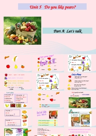 2020春三年级英语下册 Unit 5 Do you like pears Part A Let's talk课件+素材 人教PEP版