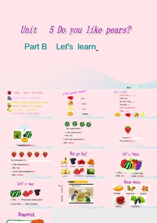 2020春三年级英语下册 Unit 5 Do you like pears Part B Let's learn课件+素材 人教PEP版