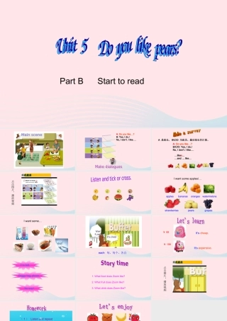 2020春三年级英语下册 Unit 5 Do you like pears Part B Start to read课件+素材 人教PEP版
