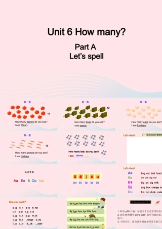 2020春三年级英语下册 Unit 6 How many A Let's spell课件+素材 人教PEP版
