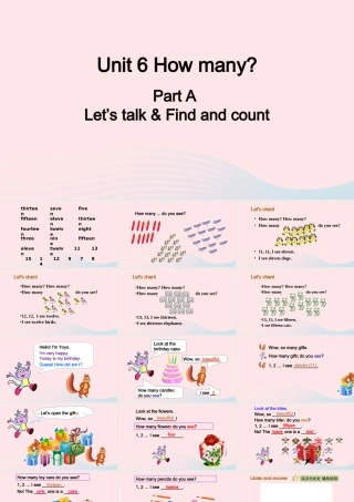 2020春三年级英语下册 Unit 6 How many A Let's talk Find and count课件+素材 人教PEP版
