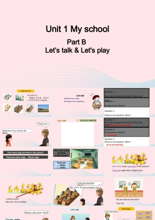 2020春四年级英语下册 Unit 1 My school B Let's talk Let's play课件+素材 人教PEP版
