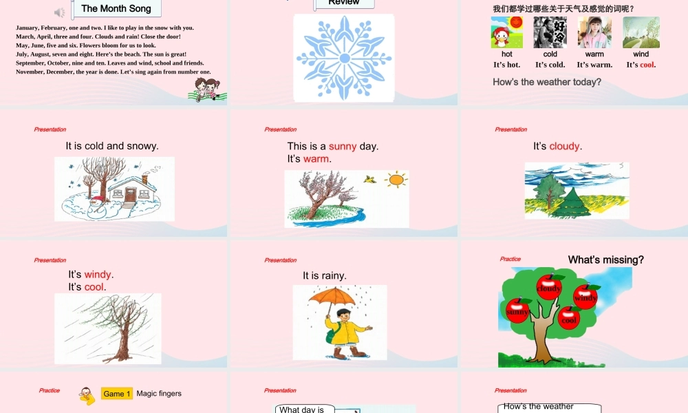 2020春四年级英语下册 Unit 2 Days and Months Lesson 11 How's the Weather Today课件+素材 冀教版（三起）