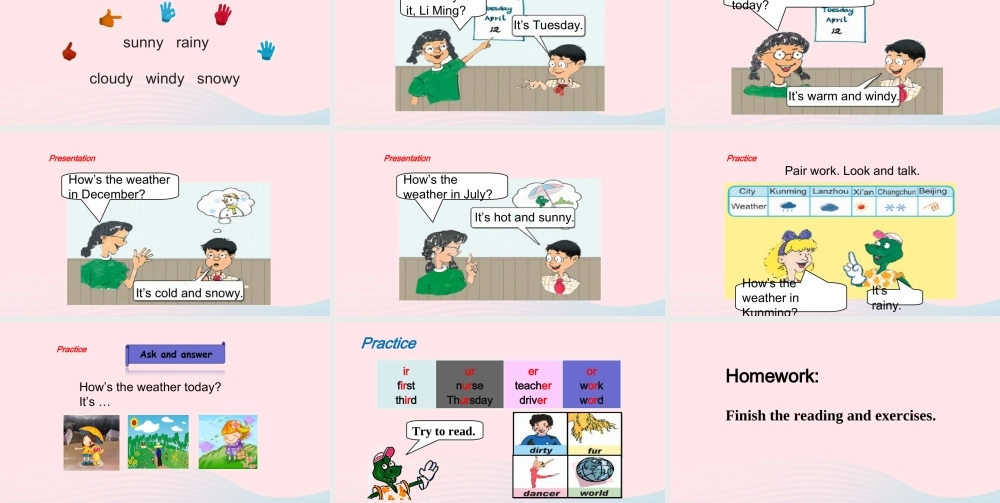 2020春四年级英语下册 Unit 2 Days and Months Lesson 11 How's the Weather Today课件+素材 冀教版（三起）