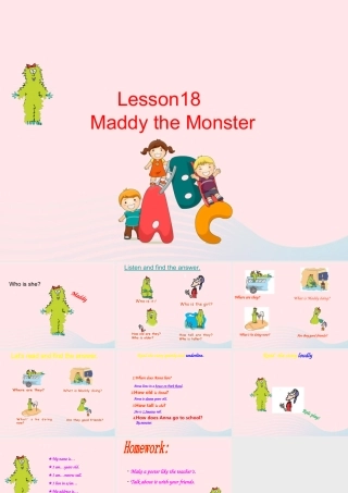2020春四年级英语下册 Unit 3 All About Me Lesson 18 Maddy the Monster课件+素材 冀教版（三起）
