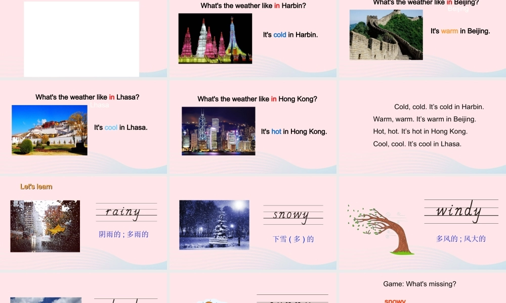 2020春四年级英语下册 Unit 3 Weather B Let's learn Let's play课件+素材 人教PEP版