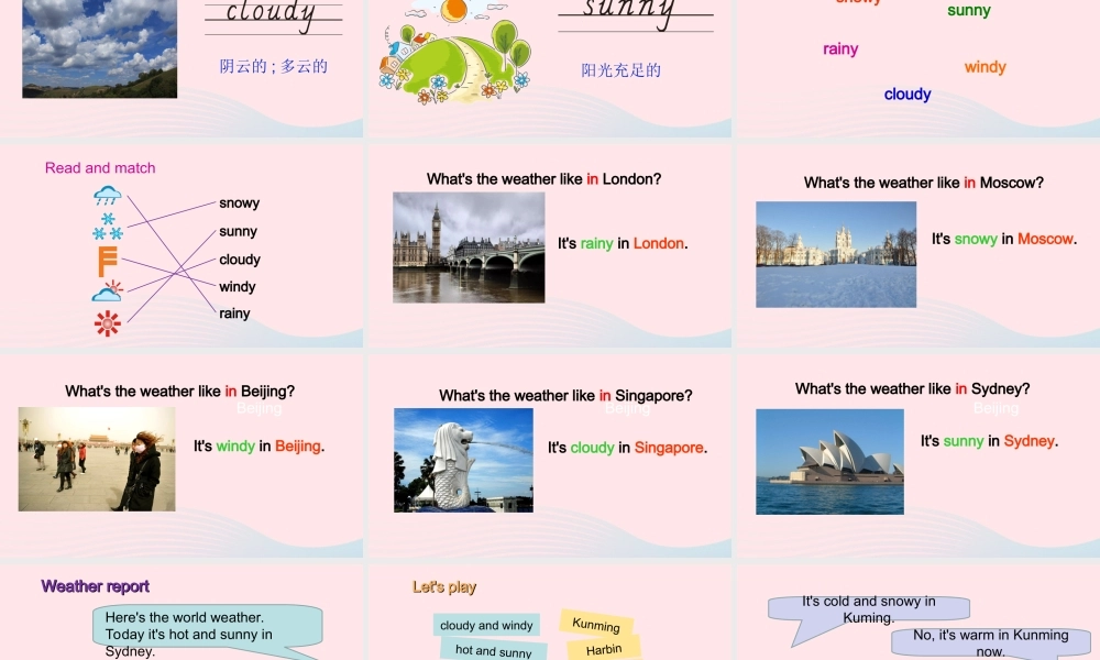 2020春四年级英语下册 Unit 3 Weather B Let's learn Let's play课件+素材 人教PEP版