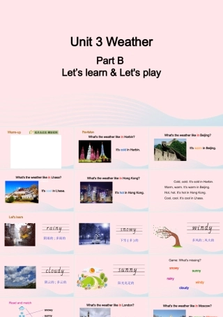2020春四年级英语下册 Unit 3 Weather B Let's learn Let's play课件+素材 人教PEP版