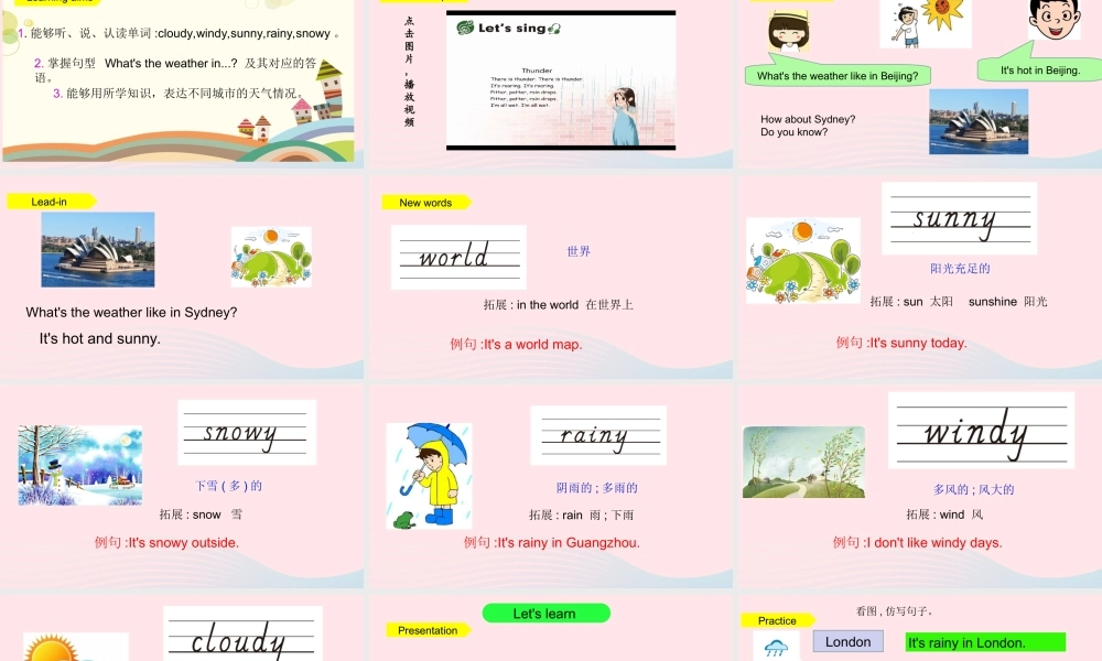 2020春四年级英语下册 Unit 3 Weather Part B Let's learn Let's play课件+素材 人教PEP版