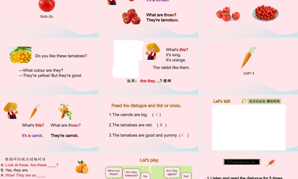 2020春四年级英语下册 Unit 4 At the farm A Let's talk Let's play课件+素材 人教PEP版