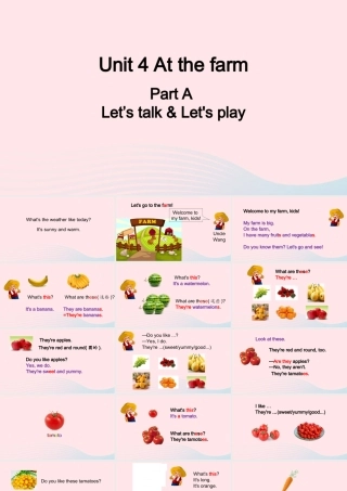 2020春四年级英语下册 Unit 4 At the farm A Let's talk Let's play课件+素材 人教PEP版