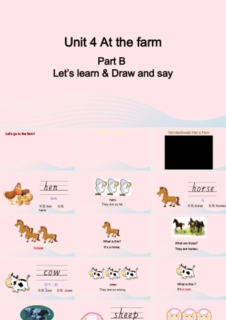 2020春四年级英语下册 Unit 4 At the farm B Let's learn Draw and say课件+素材 人教PEP版